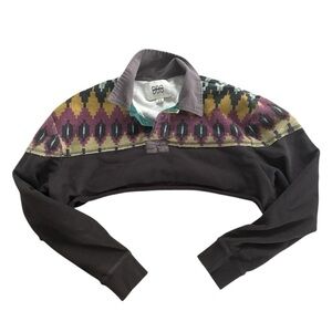 Cropped BDG Heavyweight Craft Pattern Rugby Sweatshirt
